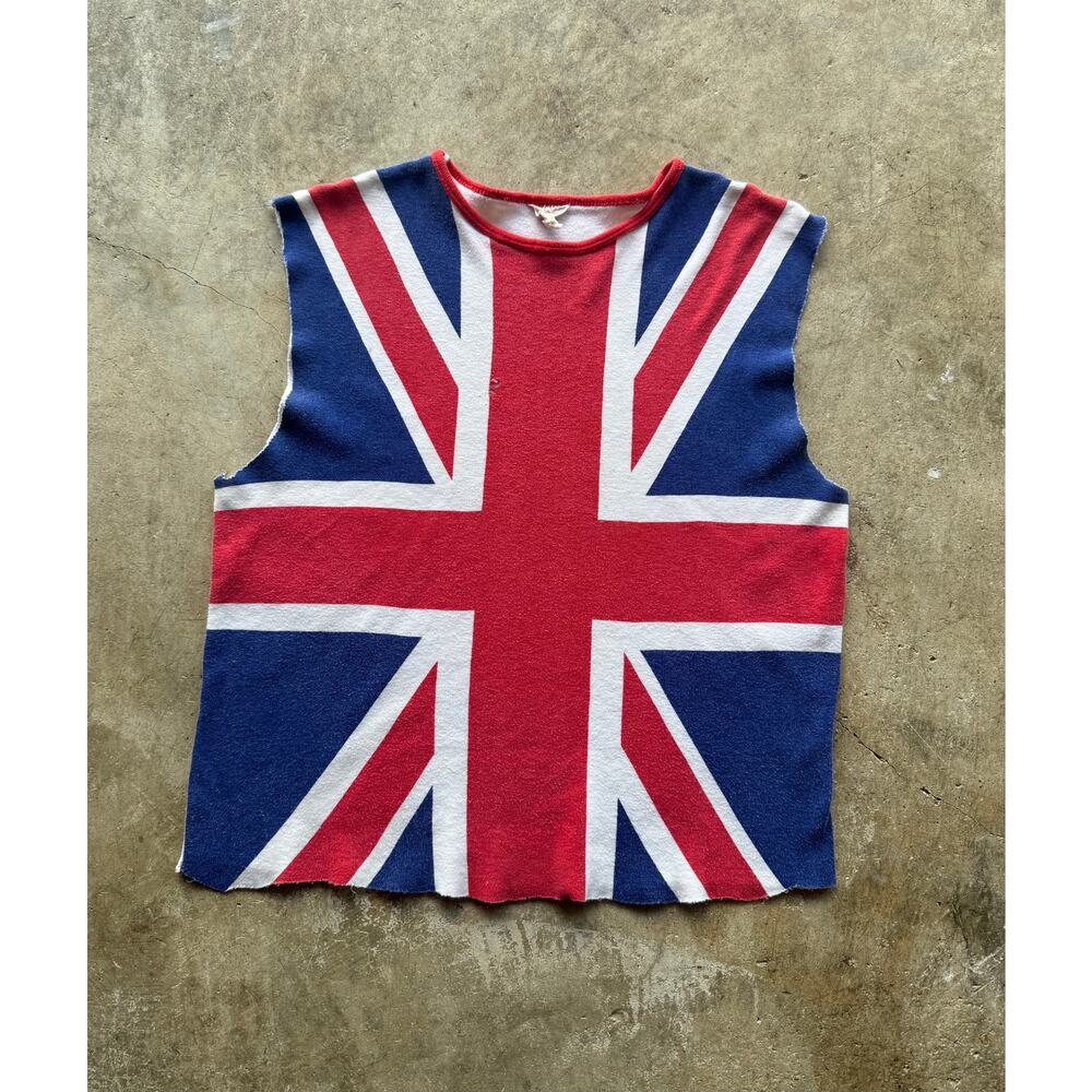 VTG 1980s Made in England Union Jack Flag Size Small/XS British Punk Style